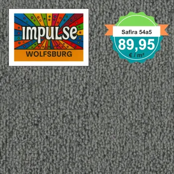 Vorwerk Safira Teppichboden Farbcode 5A45 – Draufsicht mit Preisetikett 89,95 €/m²